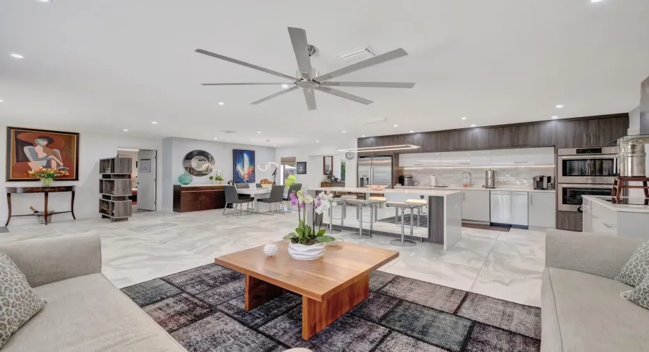 Expansive living/dining/kitchen space