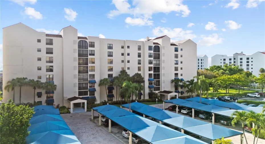 Front of Building and covered parking area