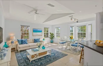 Virtually Staged living room and dining