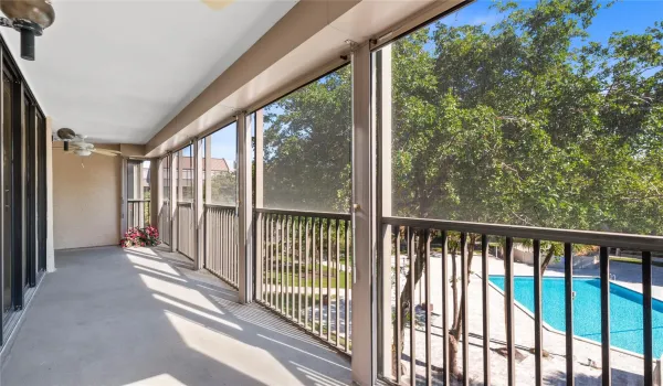 view of pool from all bedrooms and living room