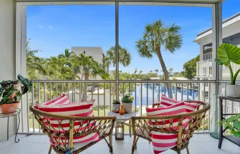 Welcome home!  This is your wide water view from the screened in balcony