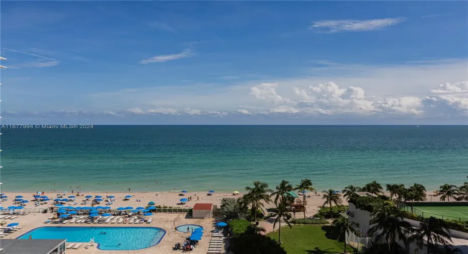 Pool, beach and ocean view