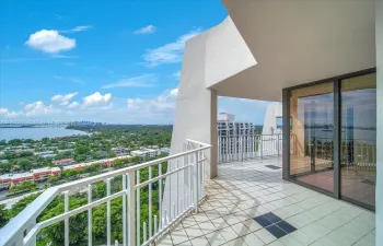 Virtually staged on the extra long balcony