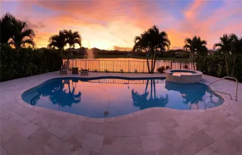 private heated pool with elevated spa