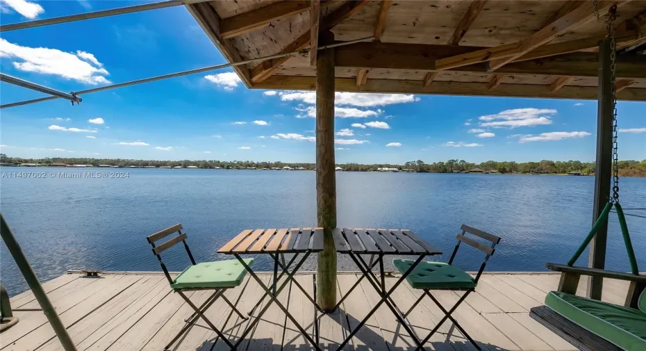 Sitting and dining area on the dock