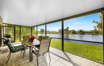 Screened in patio with lake views