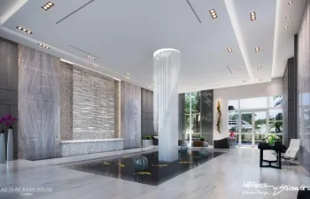 KOI Pond and Waterfall Lobby Entrance