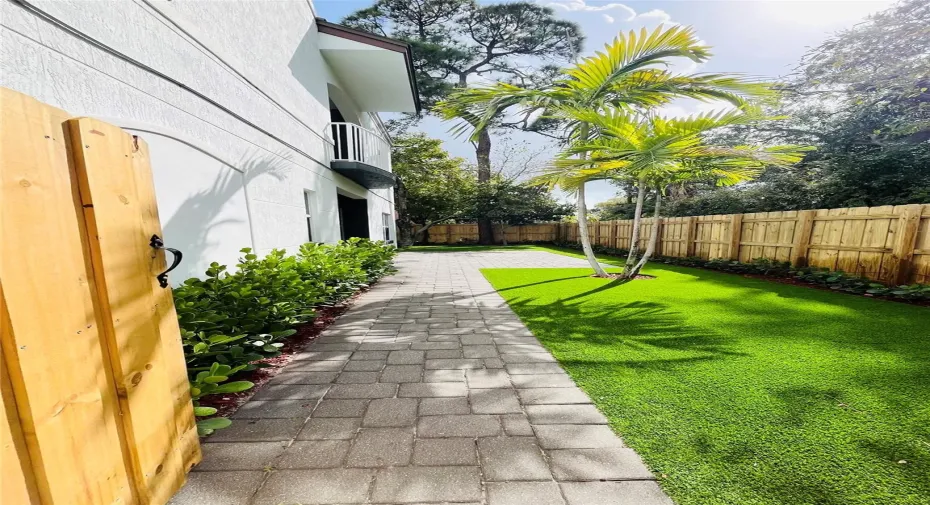 Walk way to patio and turf area