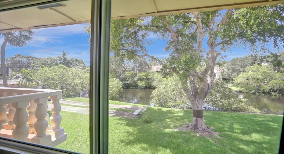 View from bedroom window - Canal and garden