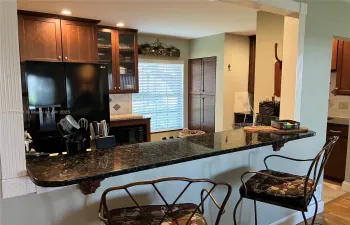Open feel in this condo. Redone kitchen